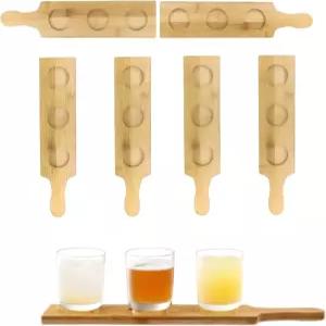6PCS 나무 시음 비행 보드 - 위스키 맥주 음료 잔을 위한 직경 2.17인치 원형 베이스가 있는 3슬롯 서빙