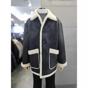 [바쏘옴므] 세이브존03 남자 오버핏 하프 무스탕 블랙 페이크 레더 WSATZ4UA48A_P412396532