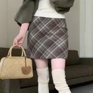 클래식 체크 스커트 여친룩 슬림핏 미니스커트 데일리