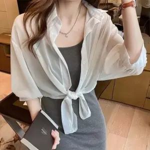 카디건 가디건 쉬폰 숄 얇은 여름 볼레로 케이프 여성용