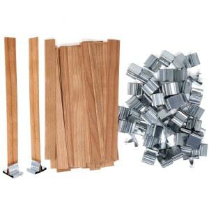 유톤 50PCS 크래킹 나무 양초 윅스 캔들 만들기 무연 롱 우드 코어와 금속 베이스로 결혼식 생일 파티 크리스마스 할로윈 제작 용품