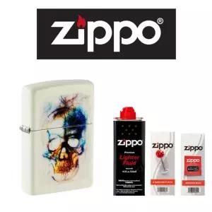 기름라이터 커스텀 야광 스컬 지포라이타++심지+부싯돌