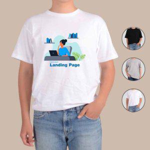 반팔티셔츠 테이블 노트북 생각하는 여자 그림 다양한색상 전사이즈