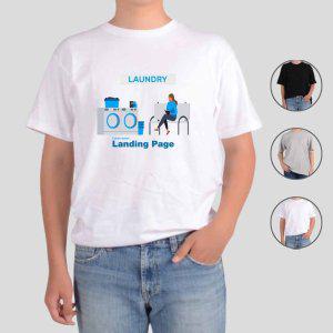 반팔티셔츠 세탁소 세탁물 바구니 벤치 그림 다양한색상 전사이즈