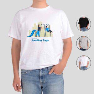 반팔티셔츠 그네 놀이터 남녀 커플 그림 다양한색상 전사이즈