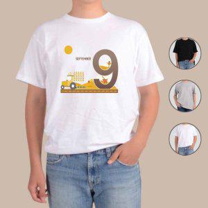 반팔티셔츠 9월 계절에 달력을 숫자 그림 다양한색상 전사이즈