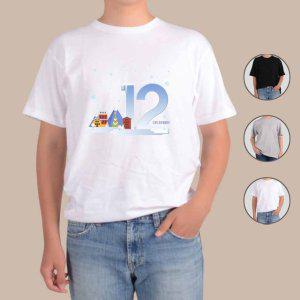 반팔티셔츠 12월 계절에 달력을 숫자 그림 다양한색상 전사이즈