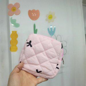 생리대파우치 리본자수 사각 예쁜파우치 퀼팅 천파우
