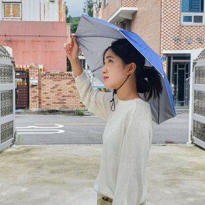 쓰는 머리에 소형 블루 우산모자