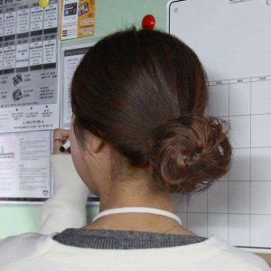 집게핀 올림머리 가발 똥머리 밝은갈색