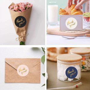 배달스키터 컬러 감사 스티커 구디백 원형 달례품 접착스티커 선물포장지 꾸미기