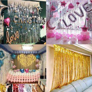 은박 반짝이 기념 커튼 수술 파티 장식 생일 촬용 3p