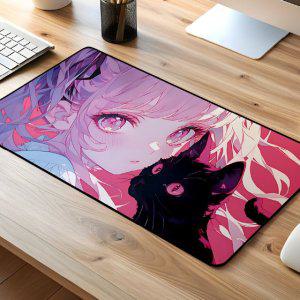 800x400 방수 고양이 애니 캐릭터 마우스패드 장패드 (반품불가)