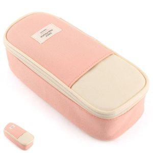 캐릭터필통 대용량 귀여운 실리콘 삼각 학생 파우치 자동 초등생 데일리 포켓 케이스 핑크