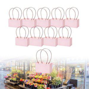 비닐쇼핑백 꽃다발 화분 쇼핑백 핑크 사각 10개