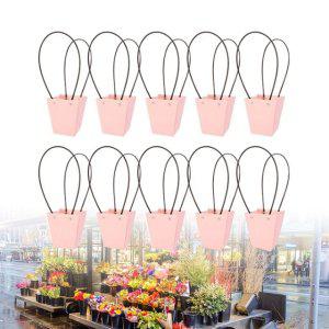 비닐쇼핑백 휴대용 꽃다발 화분 쇼핑백 핑크 T3