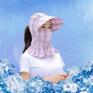 넥지퍼 햇빛차단 가리개 프릴체크 썬캡 마스크 그늘막