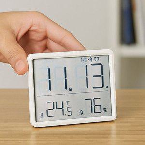 벽걸이 탁상시계 무소음 LED 온습도계 2컬러 디지털 전자