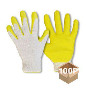손바닥 반코팅 작업 안전 장갑 노랑 100개입 1P 10g 현장 공장 목장갑