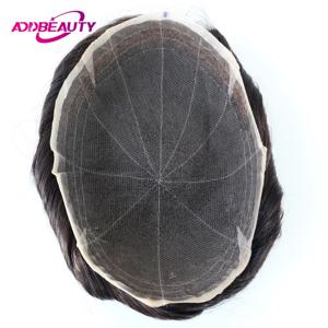 남성용 풀 레이스 토피, 진짜 인도 인모, 통기성 스위스 레이스, 모세관 보형물, 표백 매듭, 천연 헤어피스