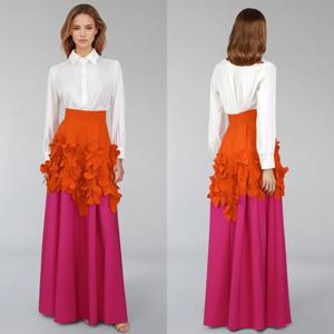 맞춤형 절묘한 패션 저지 플리츠 구김 플라워 A 라인 하이 칼라 롱 드레스, 맞춤형 행사 드레스, 사이즈 가능