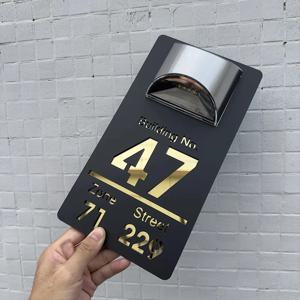 개인화 된 태양 LED 집 번호 표시, 가족 이름이있는 맞춤형 아크릴 조명 주소 명판, 야외 문 및 벽 장식