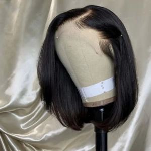 미리 뽑아낸 블랙 스트레이트 밥 가발 12 14인치 13x4 4x4 클로저 레이스 프론탈 본 스트레이트 숏 밥 가발 100% 인모