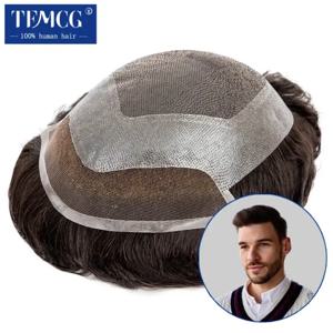 할리우드 Toupee 남자 가발 스위스 레이스 가발 남성용 100% 천연 인간의 머리카락 Toupee 남성 헤어 보철 Exhuast Systems 남성 가발