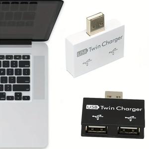 USB 2포트 충전 허브 어댑터 1개의 남성 포트에서 2개의 여성 포트로 USB2.0 스플리터 USB 허브 어댑터 컨버터 모바일폰 노트북용