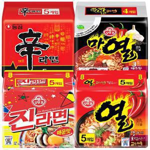 봉지라면 세트(신라면5개+마열라면4개+진라면매운맛5개+열라면5개)