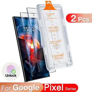 Google Pixel 9 Pro XL 8 8A 9a 6a 7 7a 5G 화면 보호기 지문 강화 유리 액세서리 용 2Pcs 먼지 거품 키트 없음