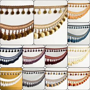 100cm 폼폼 트림 보블 프린지 리본 태슬 볼 포함 DIY 커튼 소파 장식 바느질 공예 홈 데코 액세서리