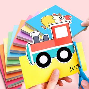 96개/세트 컬러 종이 컷팅 아트 공예 키트, 다양한 색상 패턴, 다양한 스타일, 어린이 안전 가위 포함