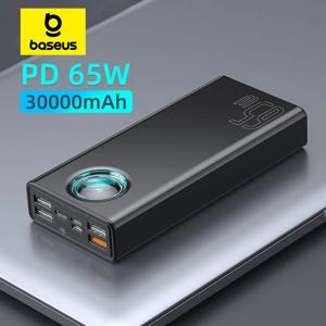 Baseus 65W 보조베터리 30000mAh PD 빠른 충전 FCP SCP 보조베터리 스마트 폰 노트북 iPhone 태블릿 용 휴대용 외부 충전기