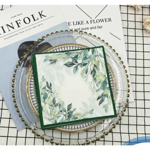 다채로운 인쇄 냅킨 기능 잎 종이 냅킨 파티 레스토랑 호텔 일회용 장식 플레이스 매트 와인 유리 꽃 종이