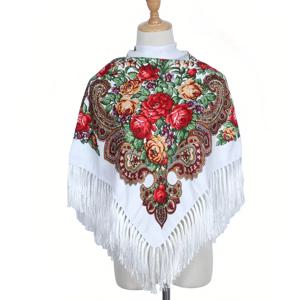 여자를위한 레트로 인쇄 Headscarf Hijabs 드리 워진 광장 꽃 목도리 포장 된 Babushka 손수건 머리 랩 여행 목도리