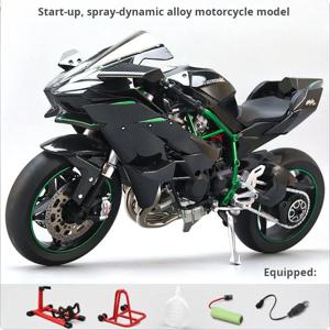 스프레이 1:6 Kavvasaki Racing Ninja 500 H2R 오토바이 시뮬레이션 사운드 라이트 빠르고 격렬한 아이 선물 컬렉션 값 디스플레이