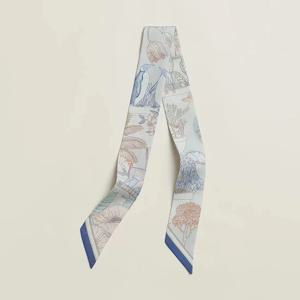 HK 레어 원더랜드 신상 00% 멀버리 실크 스카프 트윌 리얼 실크 보타이 롱 스트립 헤어밴드 넥타이 드리프팅 벨트