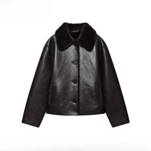 세련된 양면 인조 가죽 재킷 코트 여성용 가을 겨울 신상 ZR 스타일 리버시블 재킷 아우터