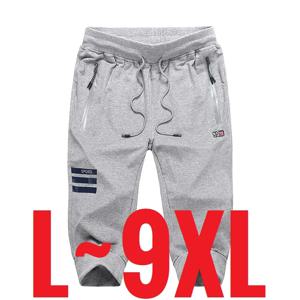 긴 3/4 남성 반바지 코튼 탄성 여름 버뮤다 남성 3/4 송아지 빅 사이즈 플러스 대형 6XL 7XL 8XL 9XL 커프 무릎 아래