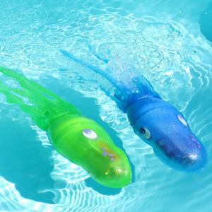 크로치치 수영장 장난감, 3-4세 유아용 전기 오징어 욕조 장난감, 4-8세 어린이용 불빛 물고기 욕실 장난감, 유아용