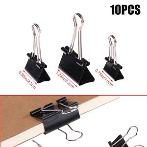 10개/세트 블랙 메탈 바인더 클립 19mm/25mm/32mm 노트 편지 종이 클립 사무용품 바인딩 고정