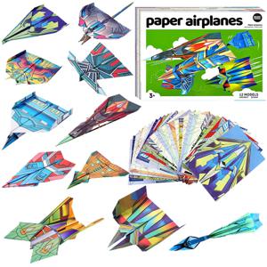 12가지 클래식 디자인의 종이 비행기 키트, 다채로운 종이접기 종이, 세계 기록을 기록한 종이 비행기, 학생용 비행기(디지털)