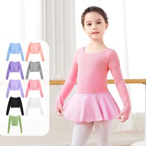 여아 발레 댄스 스웨터 탄력 있는 플랫 숄더 스웨터 청소년 어린이 가을 겨울 댄스 풀오버 긴팔 니트웨어