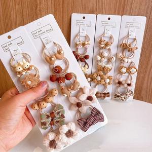 귀여운 만화 꽃 활 어린이 작은 Scrunchie 아기 소녀 아이 탄성 머리 고무 밴드 액세서리 넥타이 헤어 링 로프 머리 장식