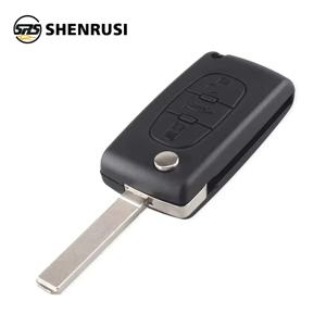 푸조 207 307 308 407 607 807 시트로엥 C2 C3 C4 C5 C6 플립 폴딩 자동차 키 쉘 2/3/4 버튼용 SHENRUSI 리모컨 키 케이스
