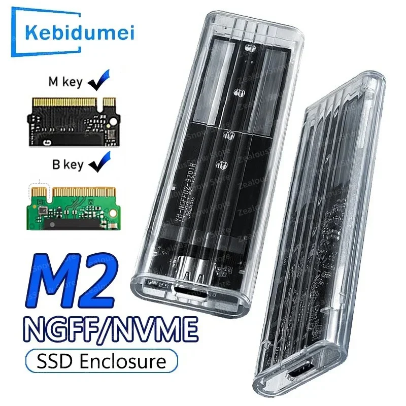 M.2 NVME PCIe 케이스 NGFF SATA 프로토콜 SSD 케이스 클리어 USB 타입 C 10Gbps PCI-E M2 SSD 투명 외장 하드 디스크 박스