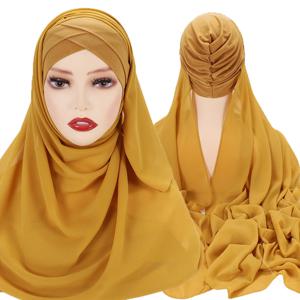인스턴트 Hijabs 쉬폰 Hijab 스카프 크로스 저지 모자 보닛 브랜드 디자인 이슬람 스카프 여성 이슬람 Underscarf