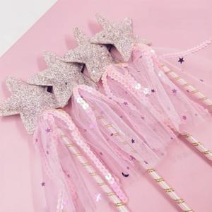 1/3/6/12pcs 어린이를위한 판타지 별 지팡이 반짝이 별과 Tassels 마법의 놀이 시간 액세서리와 할로윈 공주 지팡이