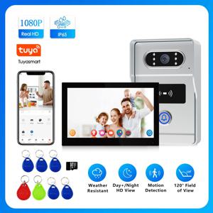 투야 7인치 WiFi 비디오 인터콤 (게이트/가정용), 1080p 방수 야외 카메라 (야간 투시 기능 포함), 양방향 오디오 및 원격 잠금 해제 스마트 기능 탑재